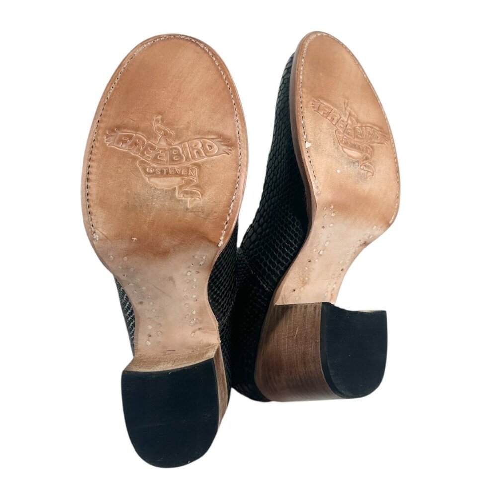 Freebird by Steven Randi Black Snake Embossed Heeled Shoes - Picture 8 of 11